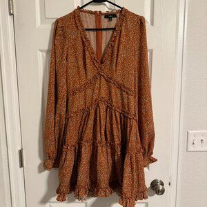 Lulus Orange Floral Longsleeve dress Size M